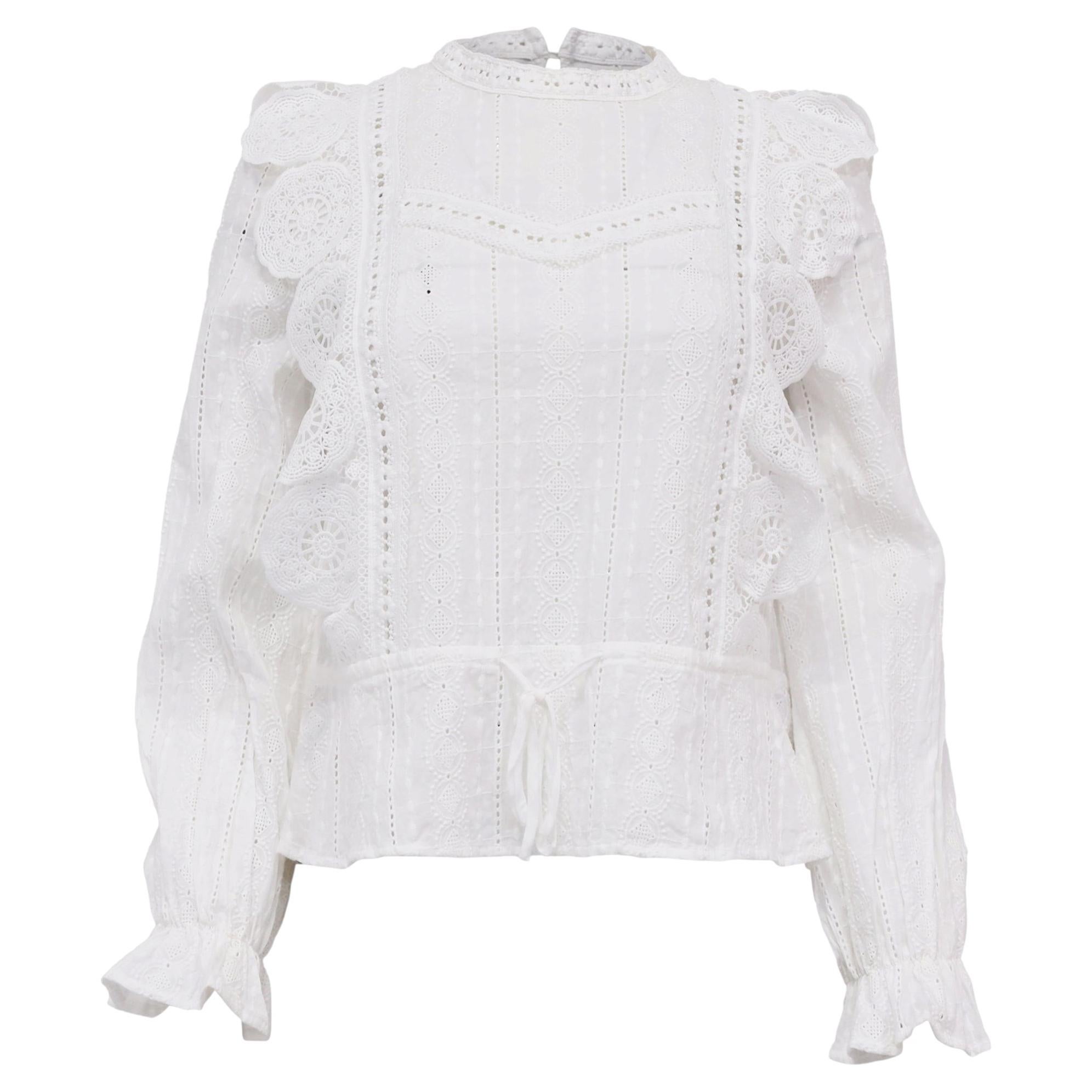 Haut « Laviane » en dentelle victorienne de Maje, en coton blanc en vente