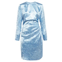 Maje Light Blue Crinkled Satin Mini Dress XL