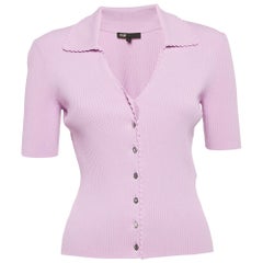 Maje Light Purple Rib Knit Buttoned Mimosalia Top M