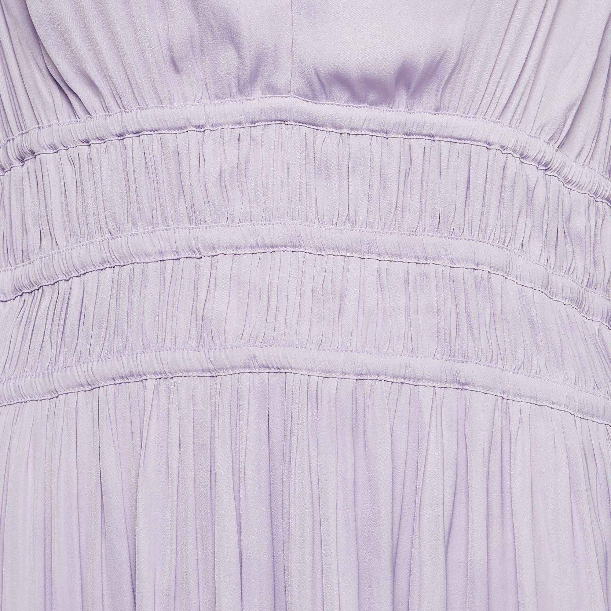 Gray Maje Light Purple Satin Ruffled Ralya Short Dress XL For Sale