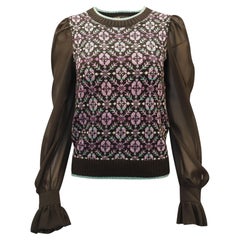 Maglione Maje Maely con stampa geometrica in lana nera
