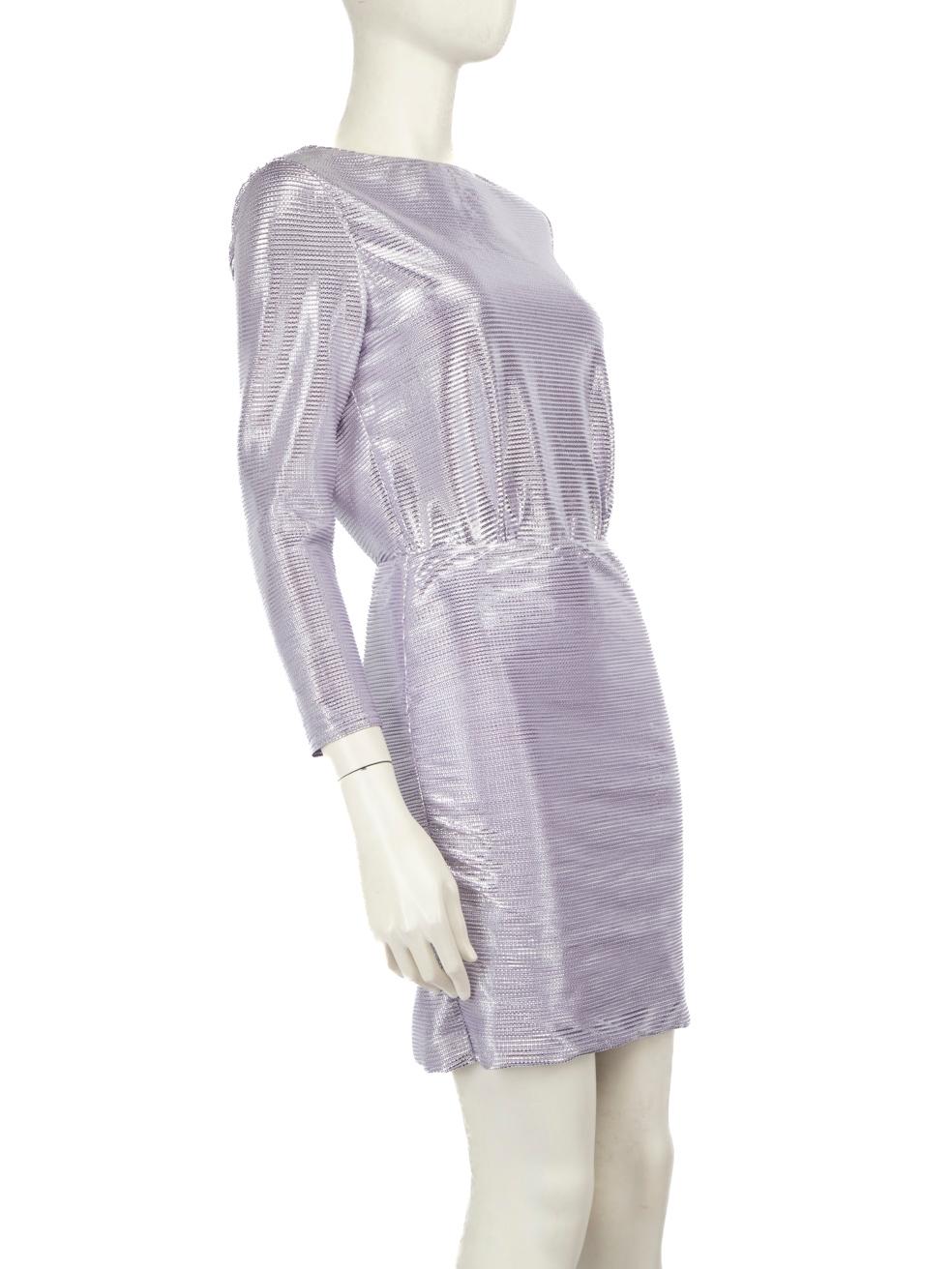 CONDITION is Never worn, with tags. No visible wear to the dress is evident on this new Maje designer resale item.

Details


Metallic purple

Dress

Mini

Open back detail

Long sleeves

Back button fastening



Made in China



Composition

100%