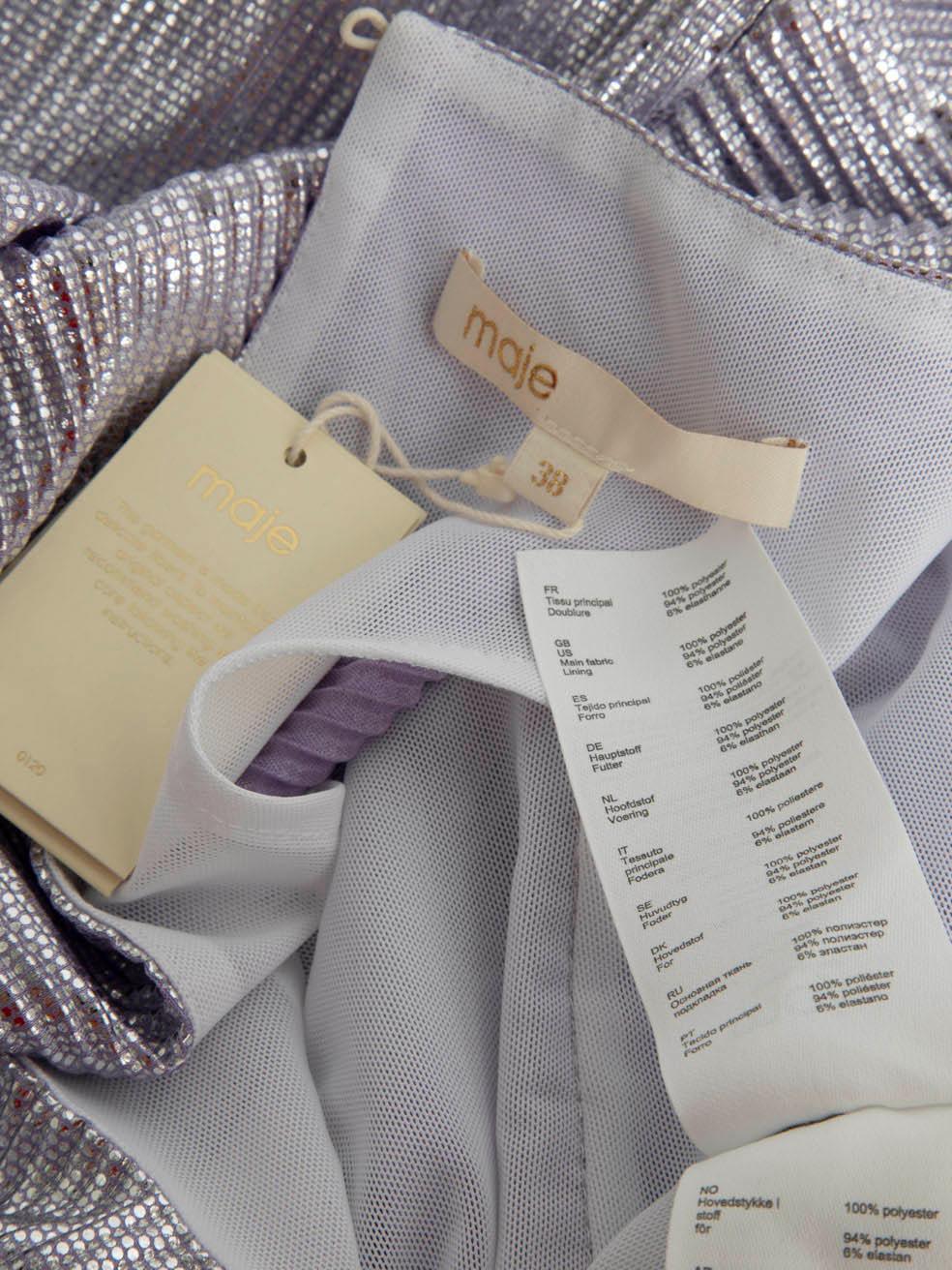 Women's Maje Metallic Purple Open Back Mini Dress Size M