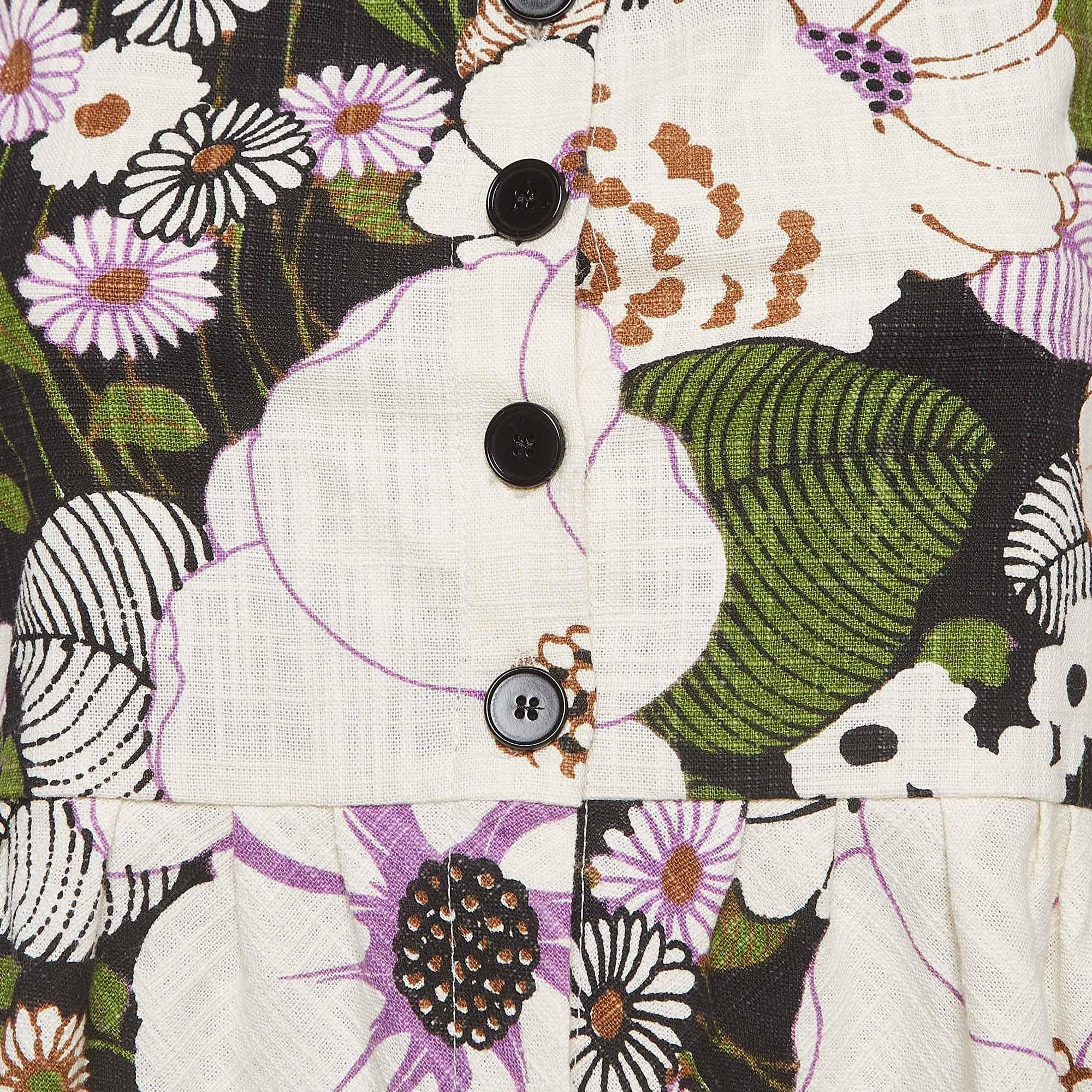 Beige Maje Camicetta con bottoni in cotone con stampa floreale multicolore M. in vendita