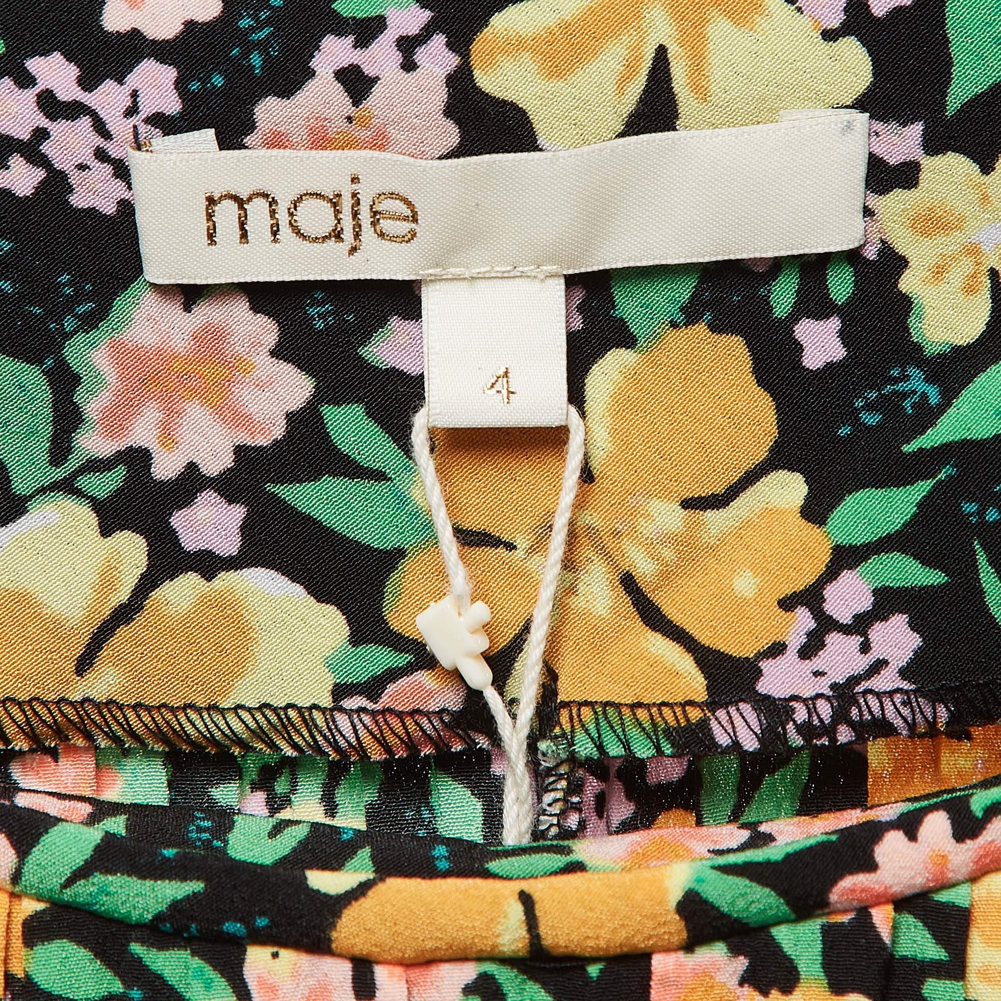 Women's Maje Multicolor Floral Print Crepe Pleated Rockinie Dress XL