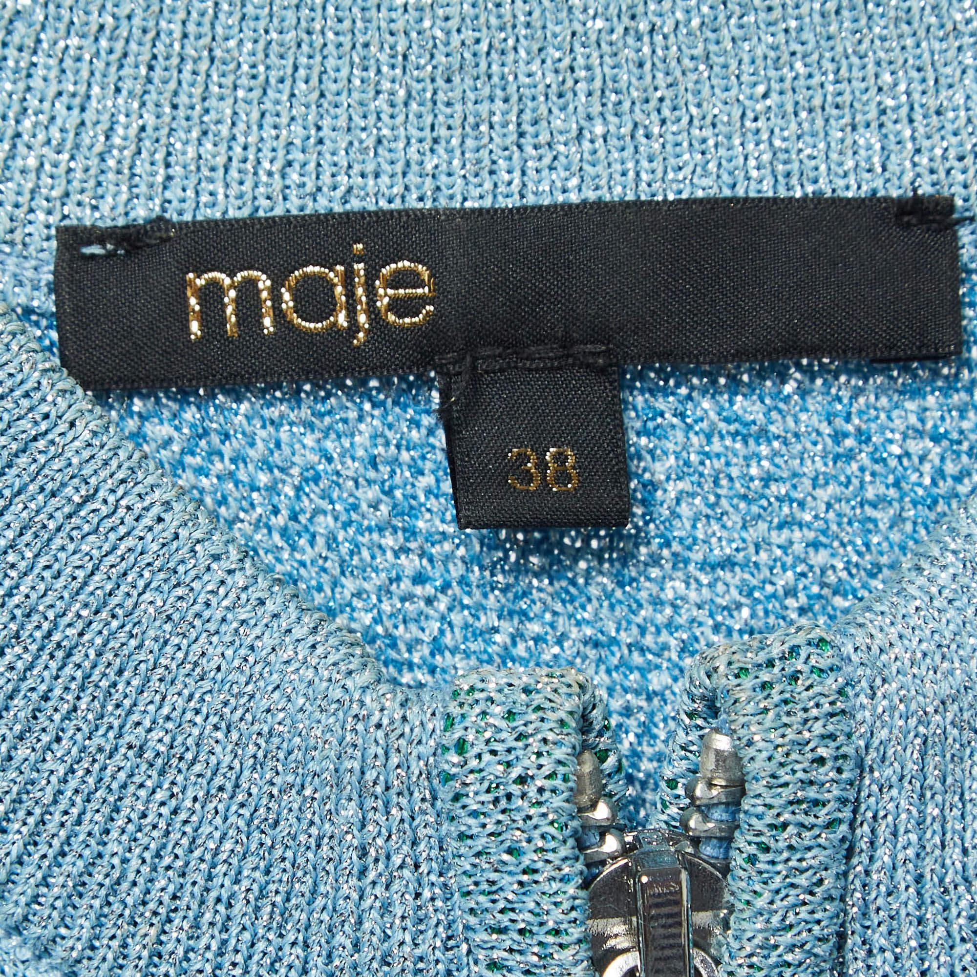 Maje Multicolor Lurex Knit Sleeveless Mini Dress M For Sale 3