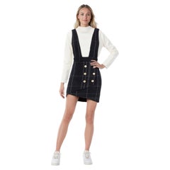 Maje - Gonna a salopette a scacchi blu taglia XS