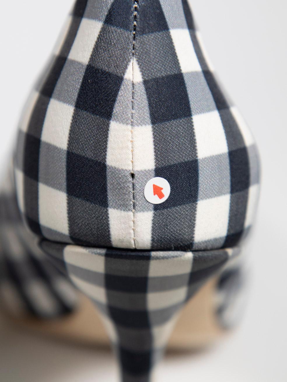 Maje Marineblaue Gingham-Pumps mit Knotendetails Größe IT 39 im Angebot 2