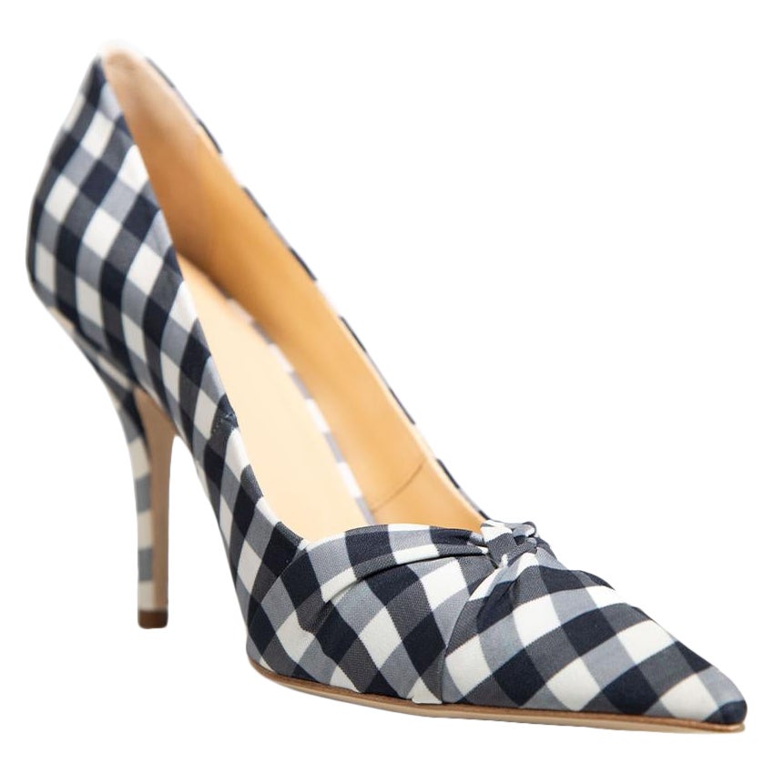 Maje Navy Gingham Knot Detail Pumps Size IT 39