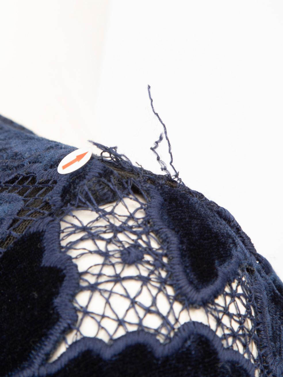 De las mujeres Vestido de encaje floral de terciopelo azul marino Maje Talla M en venta