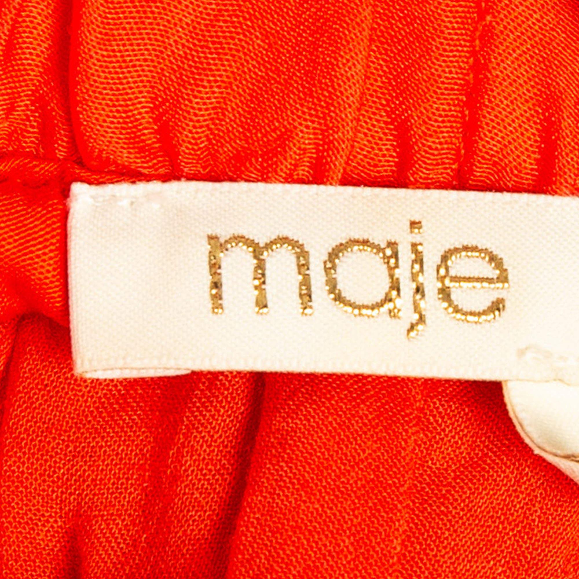 Maje Orange Floral Sequin Embroidered Crepe Izul Shorts L Pour femmes en vente
