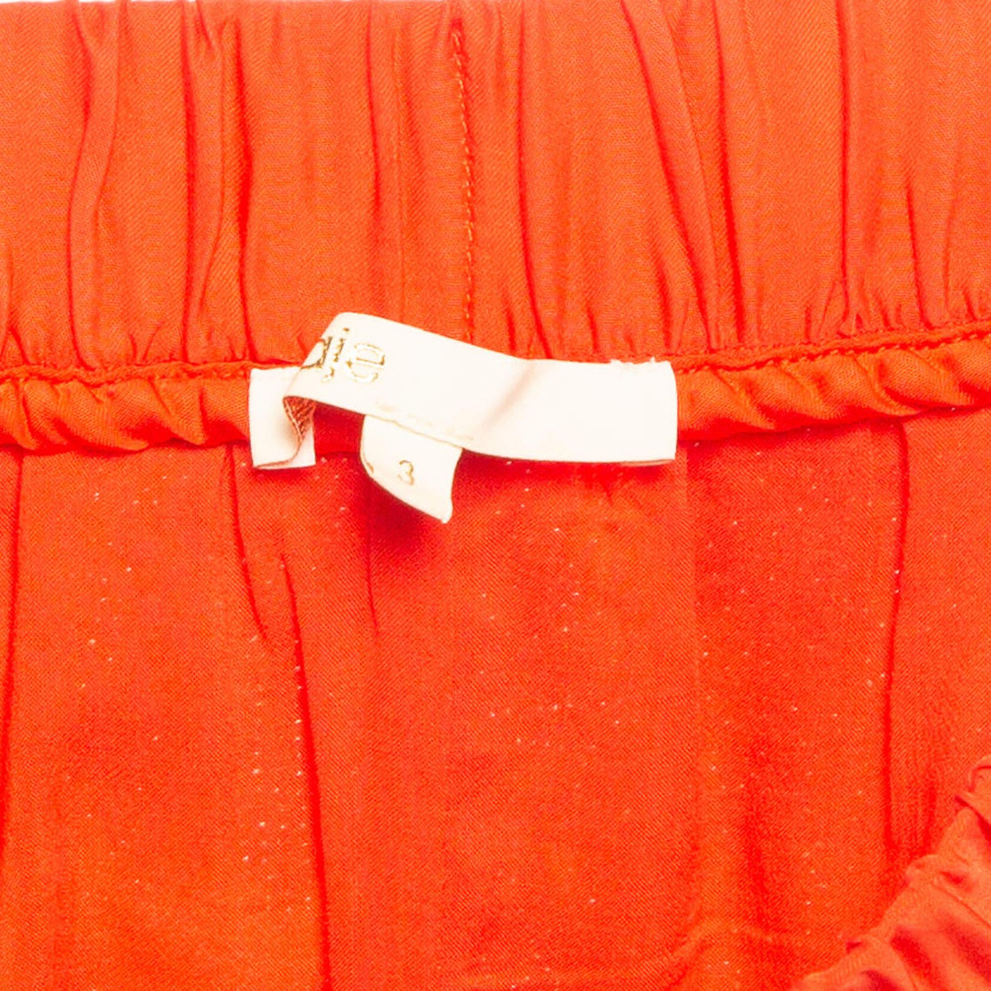 Maje Orange Floral Sequin Embroidered Crepe Izul Shorts L en vente 1