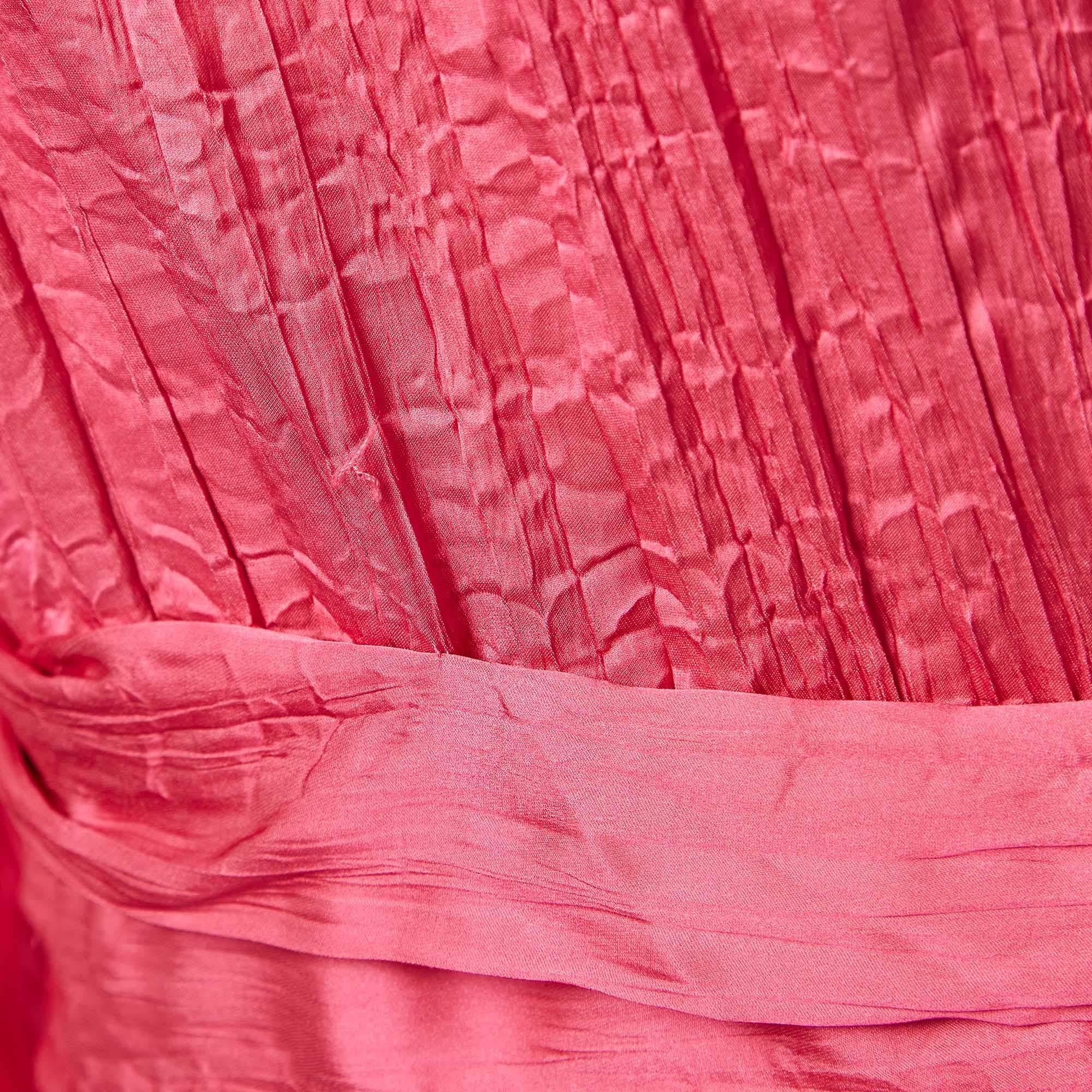 Maje Pink Crepe Draped Mini Dress L In New Condition For Sale In Dubai, Al Qouz 2