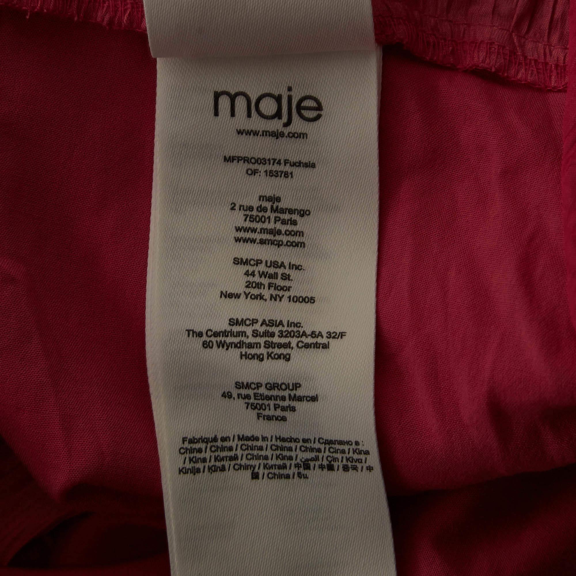 Maje Pink Crepe Draped Mini Dress L For Sale 2