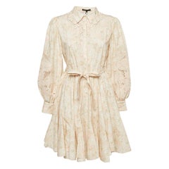 Maje Pink Floral Print Cotton Cut-Out Embroidered Short Dress M Maje Pink Floral Print Cotton Cut-Out Embroidered Short Dress M