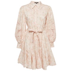 Maje Pink Floral Print Cotton Cut-Out Short Dress XL Maje Pink Floral Print Cotton Cut-Out Short Dress XL