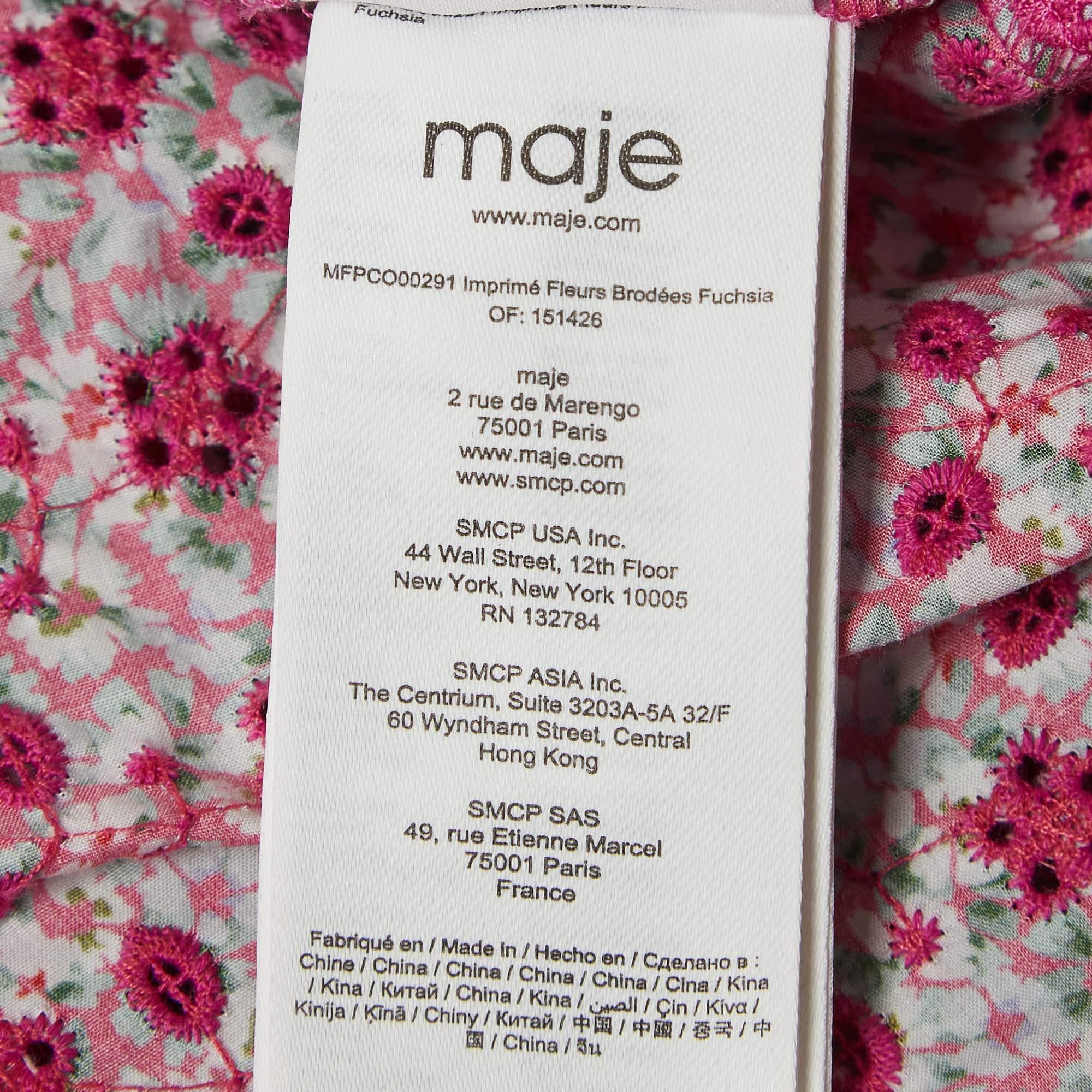  Combinaison à manches bouffantes Maje rose imprimé fleuri imprimé en coton M Pour femmes 