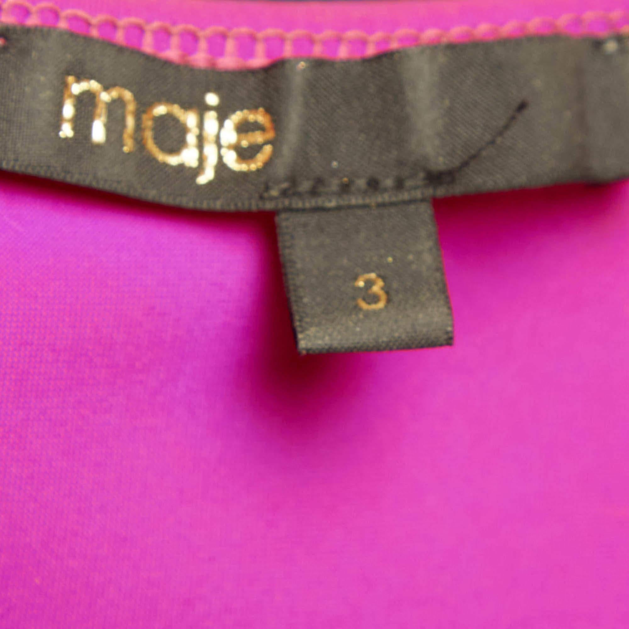 Maje Body Tilio en jersey rose à col plongeant L en vente 1