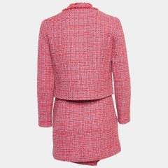 Maje Pink/Red Tweed Jacket & Skirt Set S