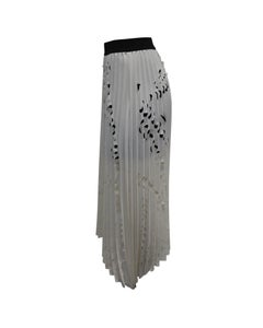 Maje-Rock mit Lasercut-Plissee aus Polyester in Elfenbeinfarbe
