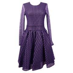 Maje Purple Patterned Long-sleeve Dress - EU 38