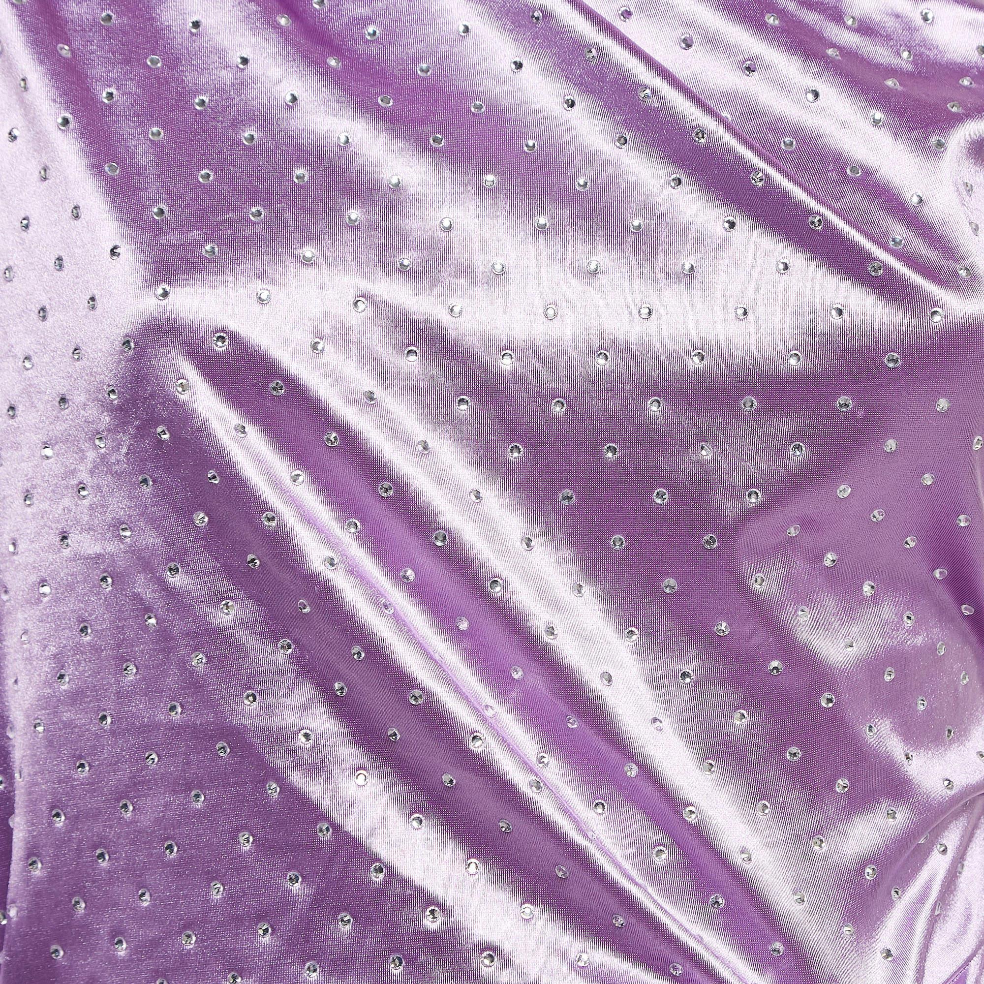 Violet Maje Purple Purple Rhinestone Embellished Stretch Satin Asymmetric Mini Dress XL en vente