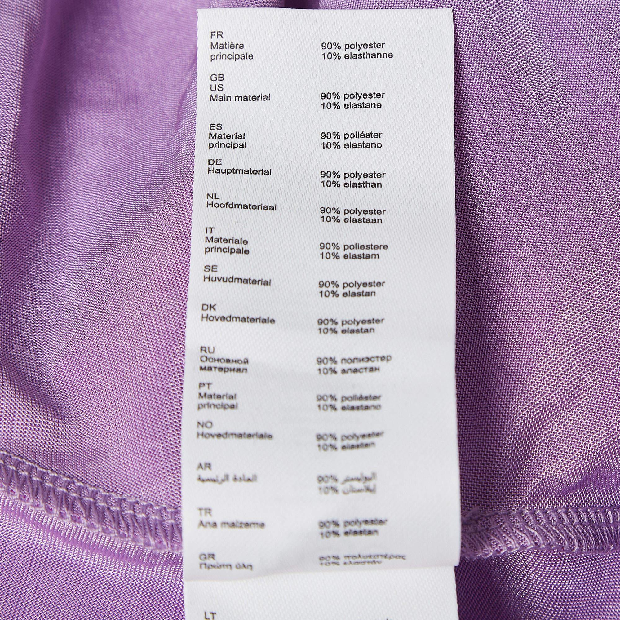 Maje Purple Purple Rhinestone Embellished Stretch Satin Asymmetric Mini Dress XL en vente 1