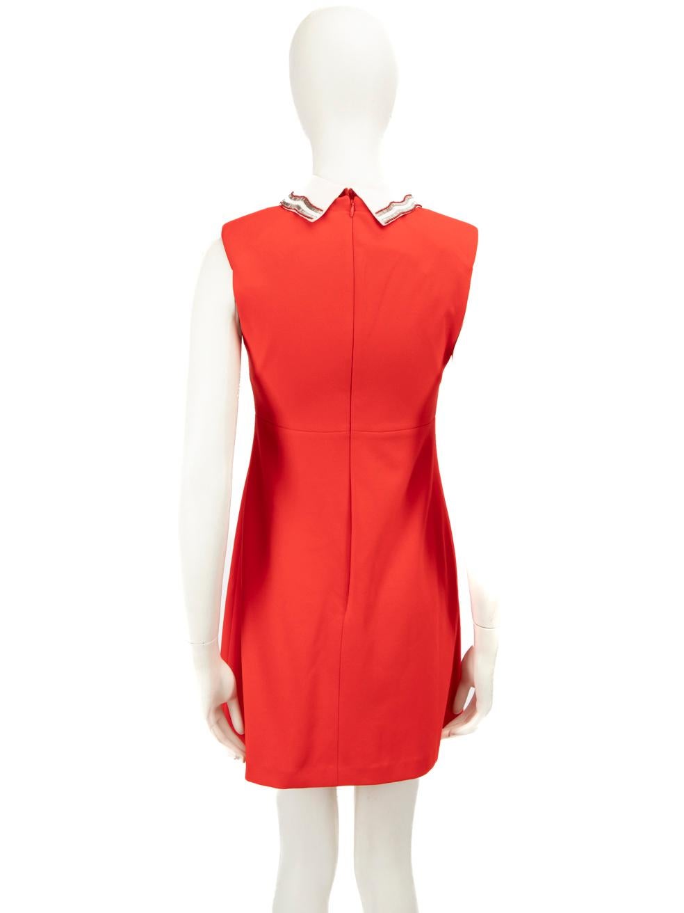 Maje Red Embellished Collar Dress Size S In Good Condition In London, GB
