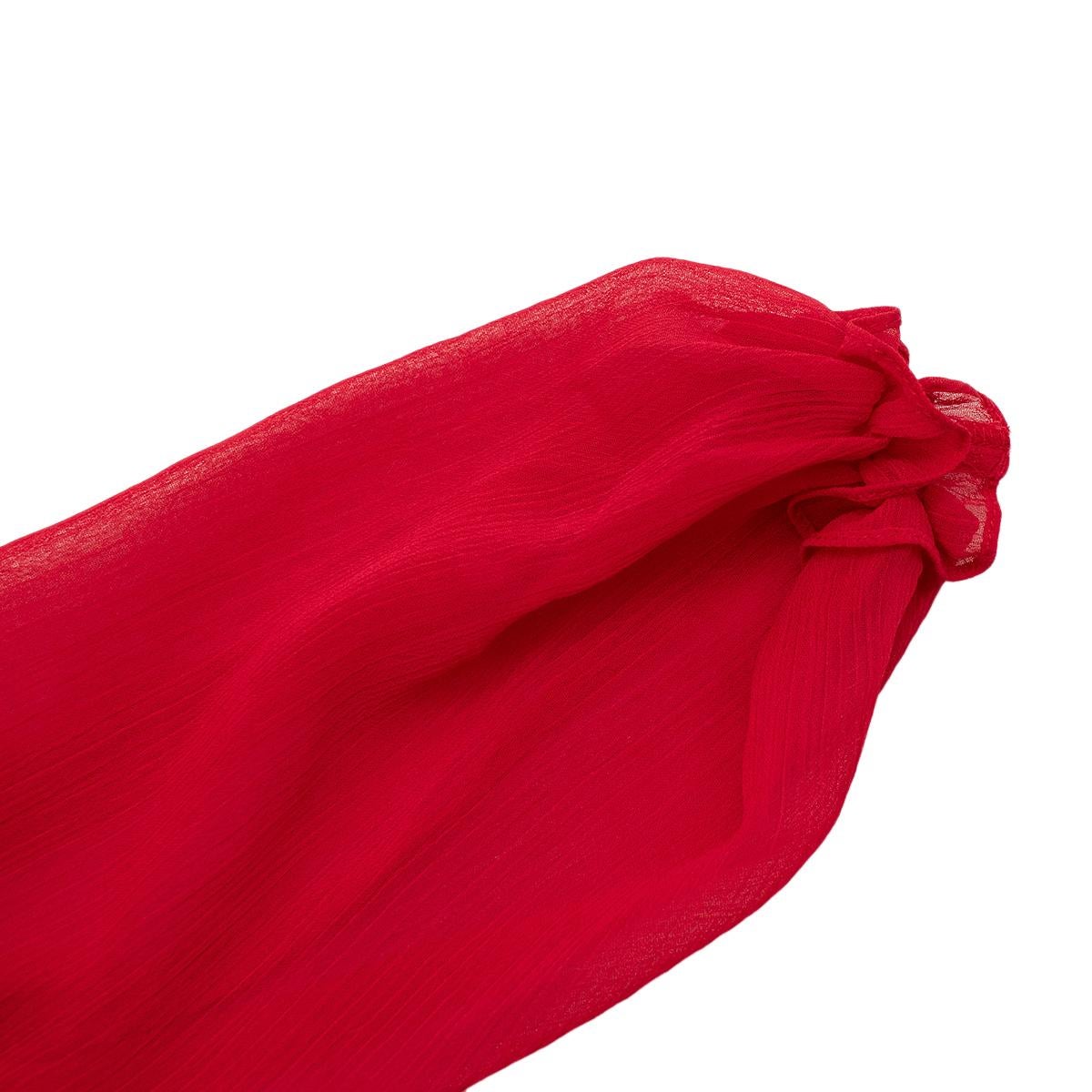 Maje Red Long Muslin Dress with Ruffles - Size M For Sale 1
