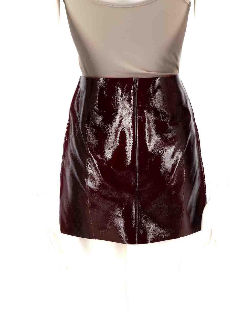 Beige Maje Red Patent Leather Mini Skirt Size M