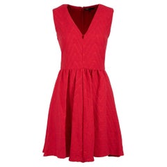 Maje, mini abito rosso con increspatura a zig zag, taglia S