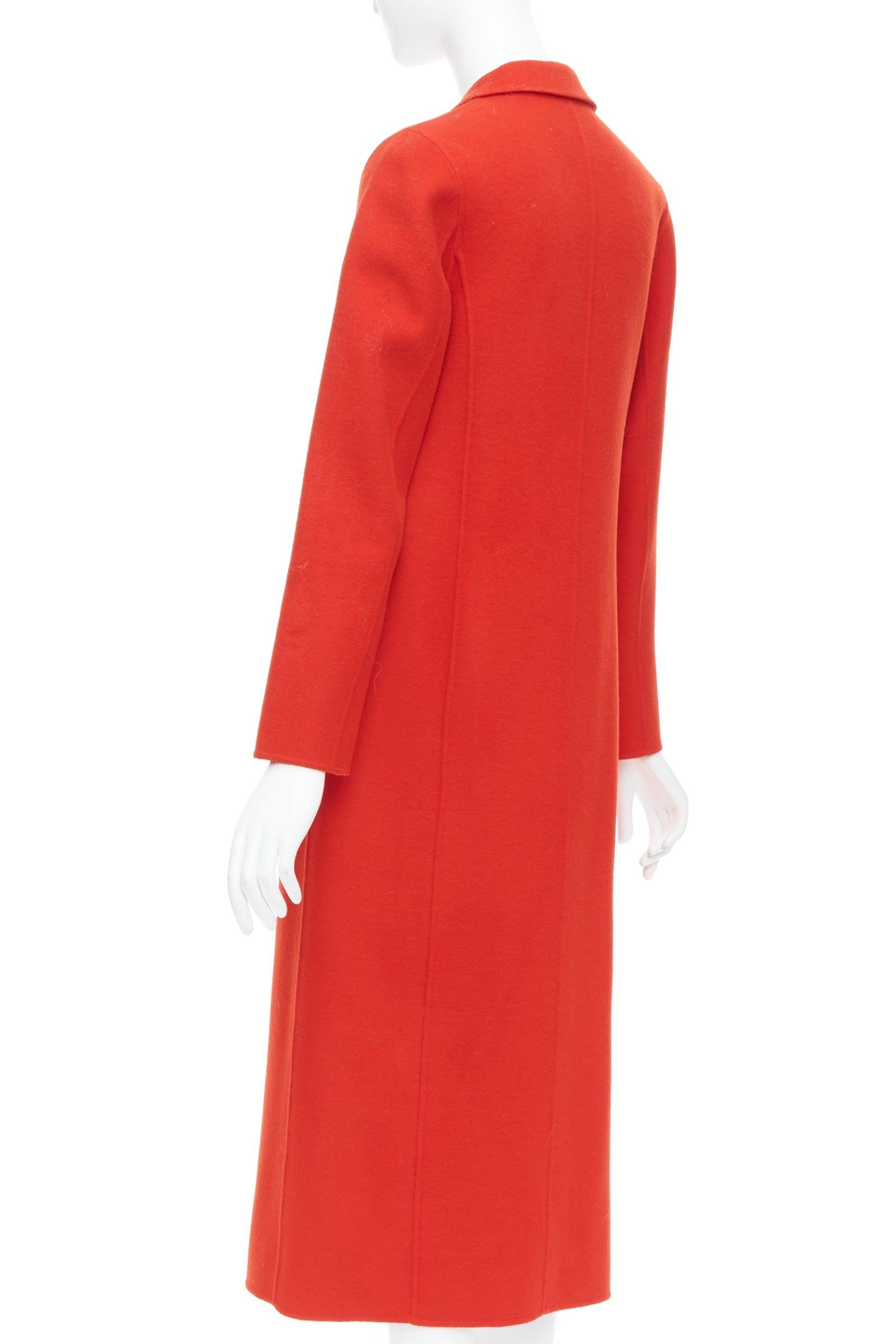 MAJE chaqueta larga con bolsillos y solapa de pico en mezcla de lana roja FR36 XS en venta en 1stDibs