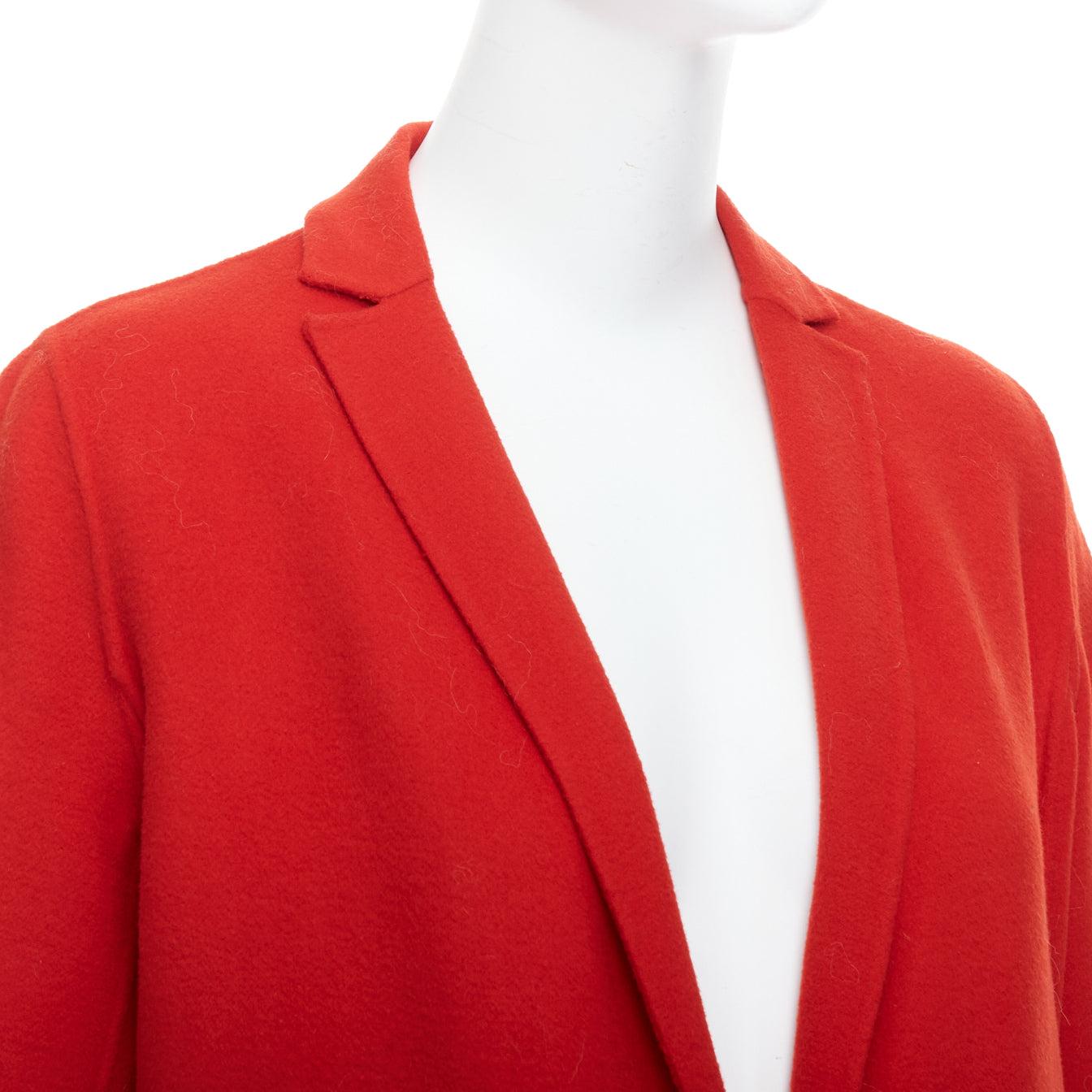 Maje rosso in misto lana con risvolto a punta e tasche, cappotto lungo FR36 XS in vendita 2