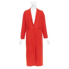 MAJE red wool blend peak lapel pocketed long coat jacket FR36 XS