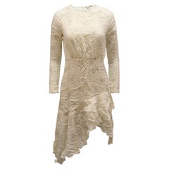 Maje Reto Asymmetric Star Print Midi Dress in Ivory Cupro