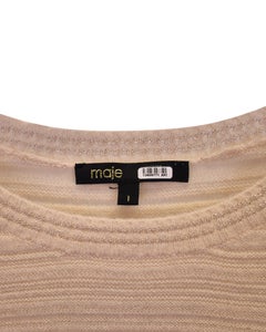 Maglione Maje in maglia a coste, in lana rosa