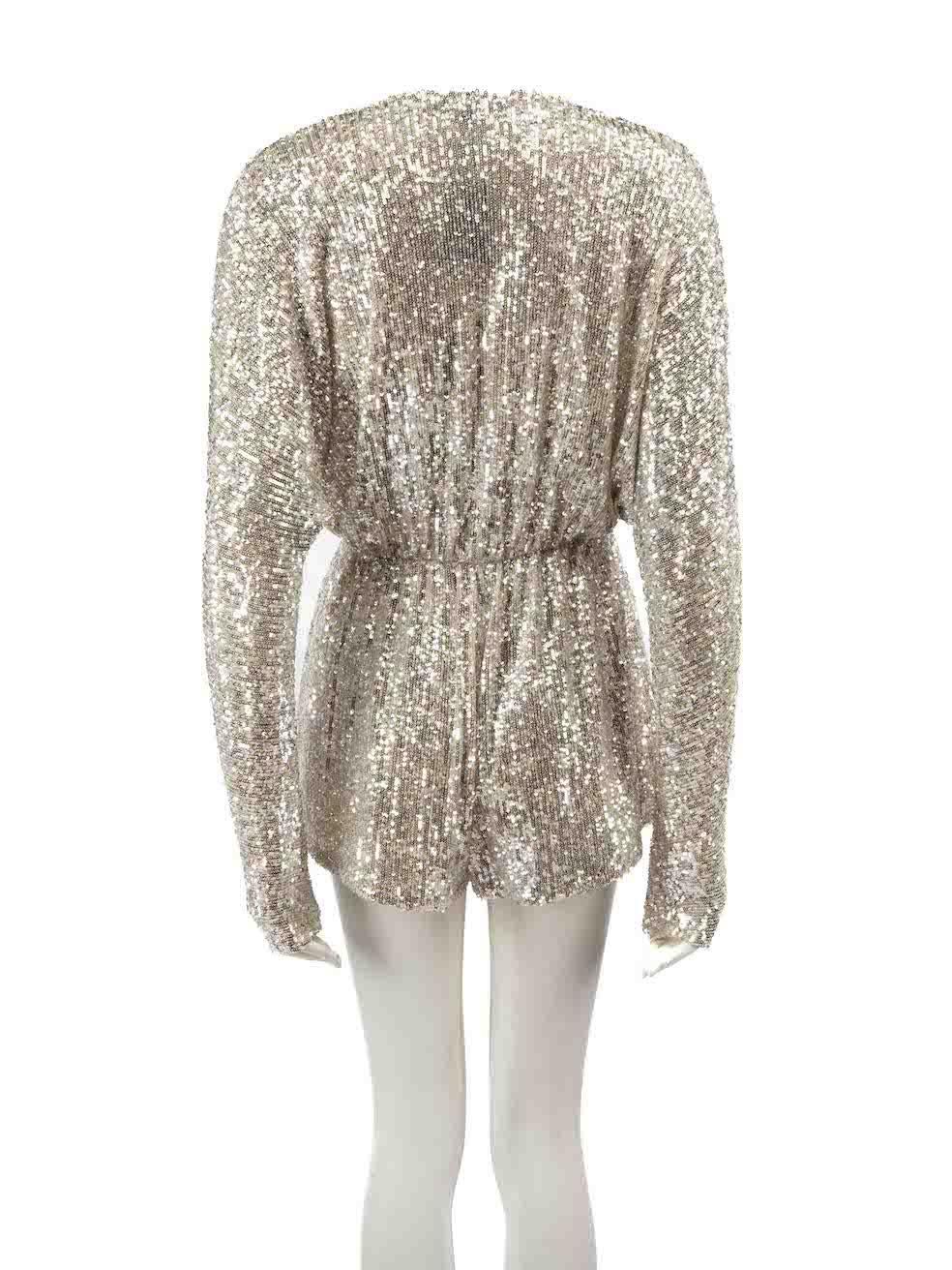 Maje Silver Sequinned Playsuit Size XS In New Condition For Sale In London, GB