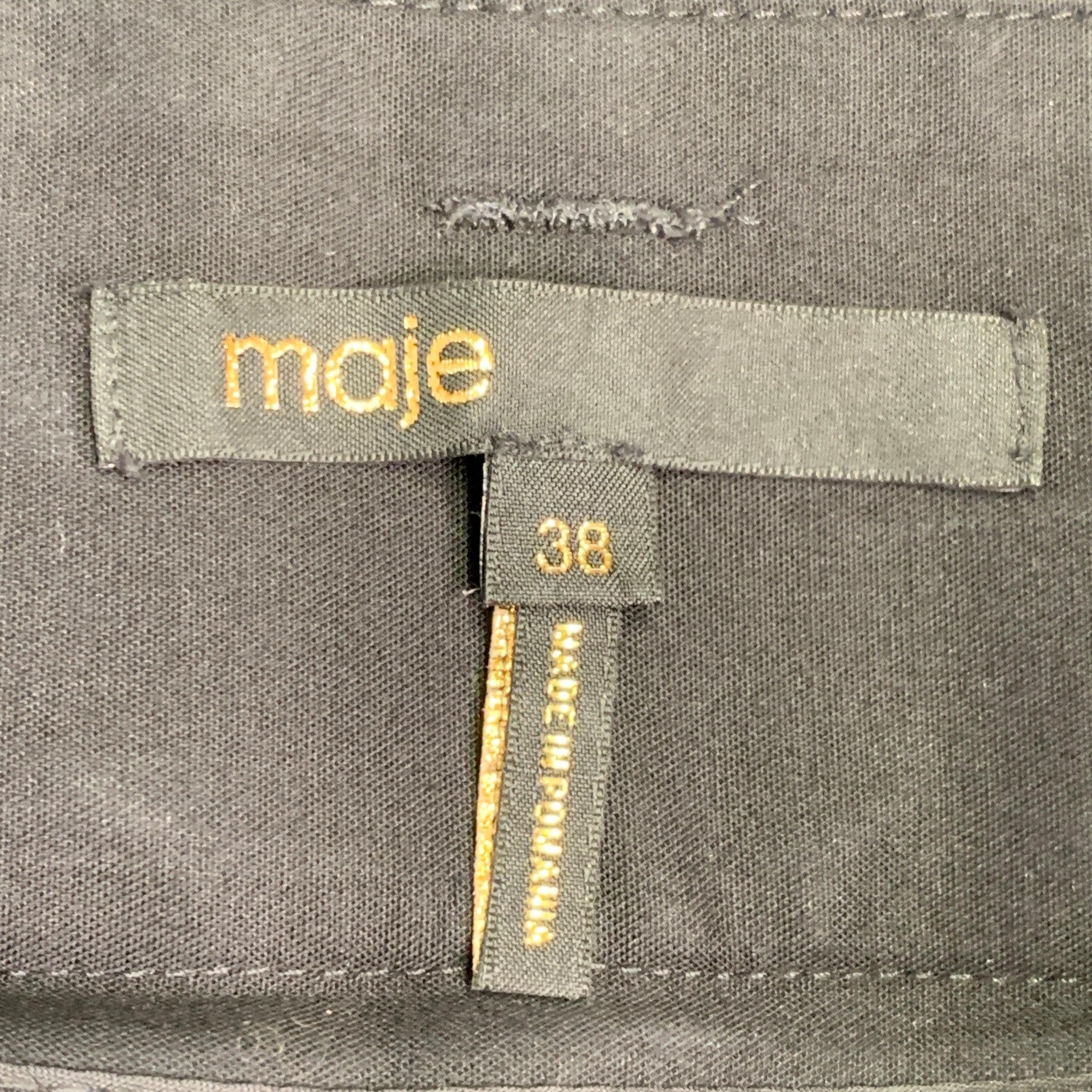 MAJE Size 2 Black Cotton Blend High Waisted Casual Pants In Excellent Condition For Sale In San Francisco, CA