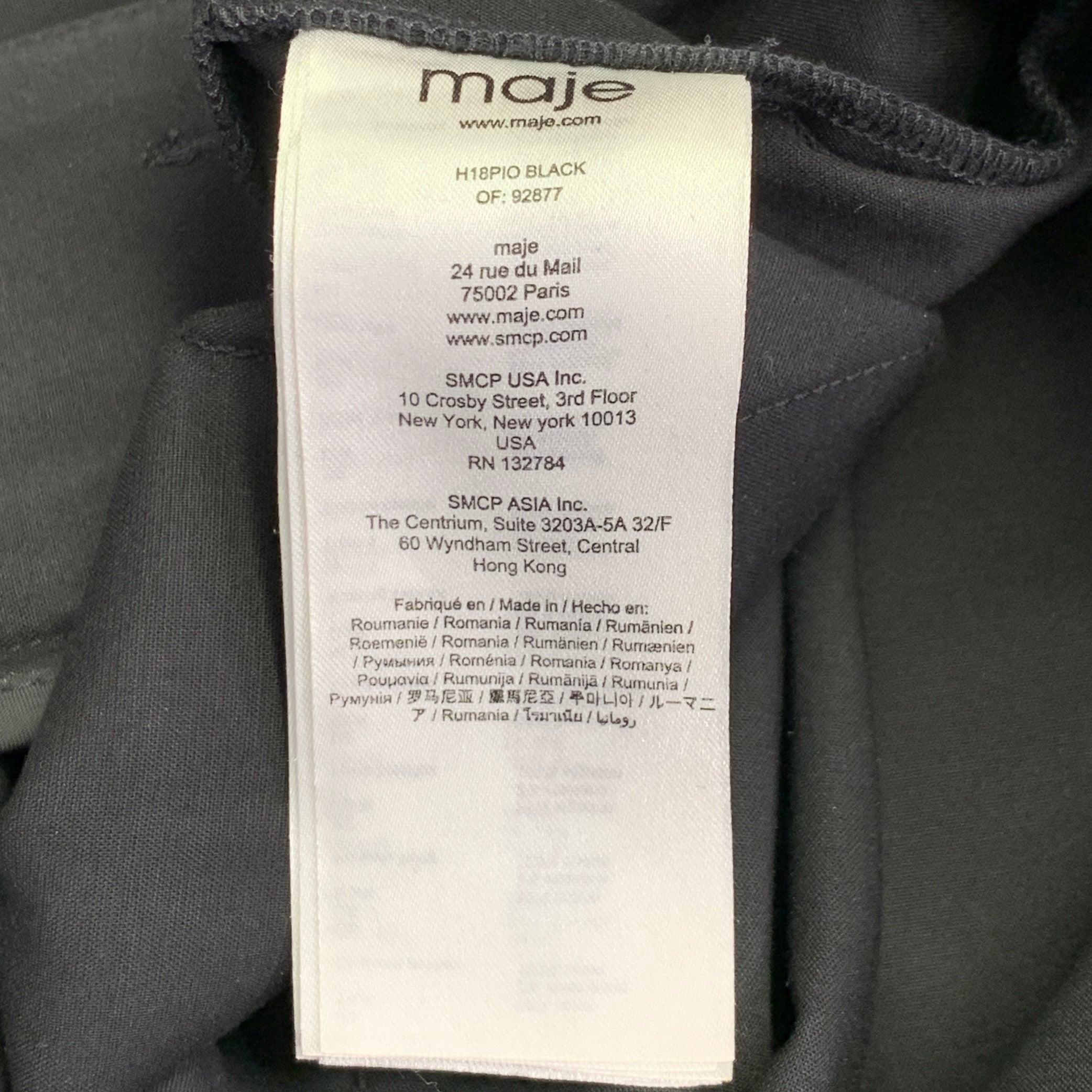 Women's MAJE Size 2 Black Cotton Blend High Waisted Casual Pants For Sale