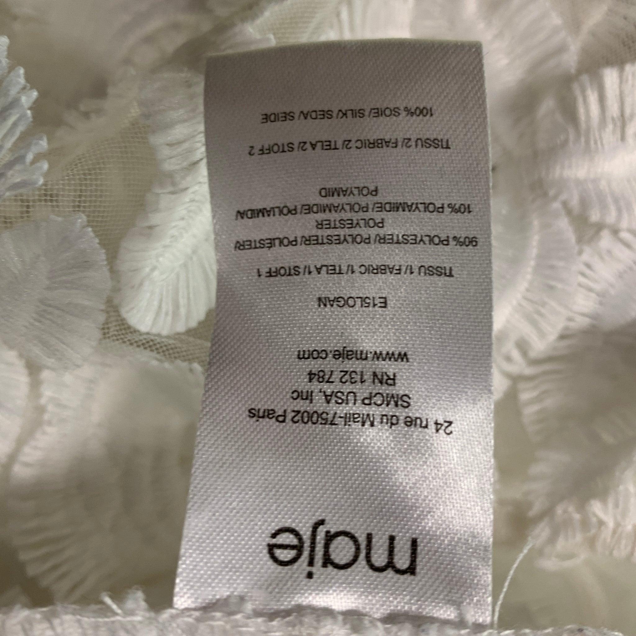 MAJE Size M White Polyester Blend Lace Raglan 3/4 Dress Top For Sale 1
