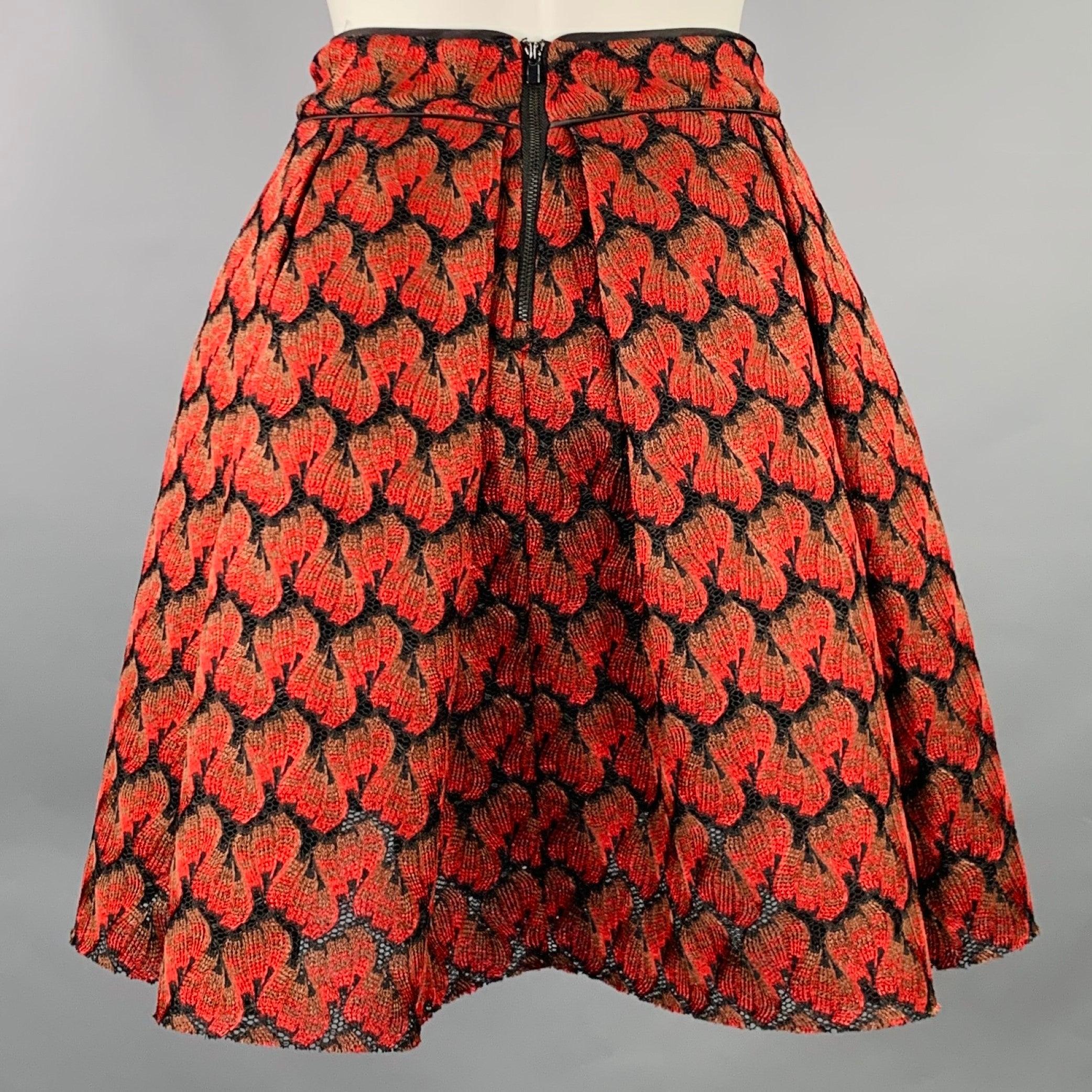Red MAJE Size S Black Burgundy Polyester Pleated Knee Length Skirt For Sale