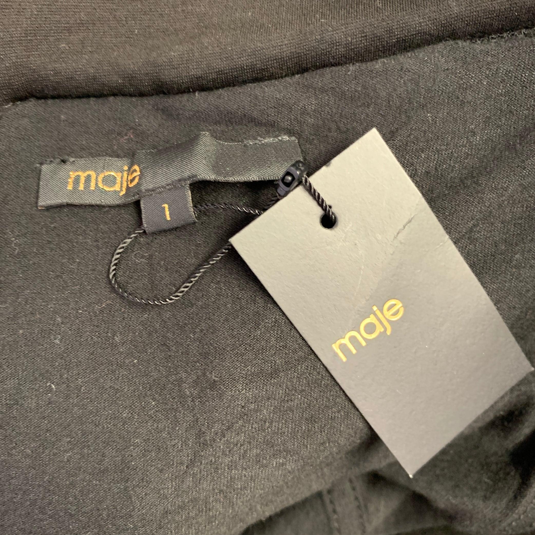 MAJE Size S Black Burgundy Polyester Pleated Knee Length Skirt In Excellent Condition For Sale In San Francisco, CA