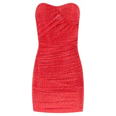 Mini Vestido de Lunares Acanalado sin Tirantes Maje