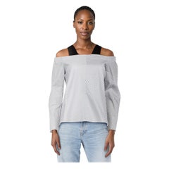 Maje Striped Off Shoulder Strap Detail Top Size S