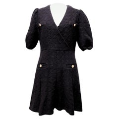 Maje Textured Mini Dress with Puff Sleeves - EU 38