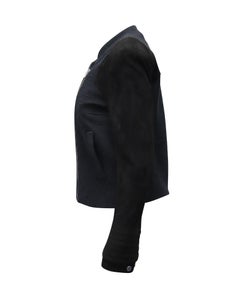 Giacca Maje con zip e effetto testurizzato in cotone blu navy
