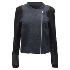 Giacca Maje con zip e effetto testurizzato in cotone blu navy