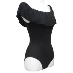 MAJE Top Bodysuit Blouse BLACK Ruffles Scoop Neck Sleeveless Sz 2 NWT
