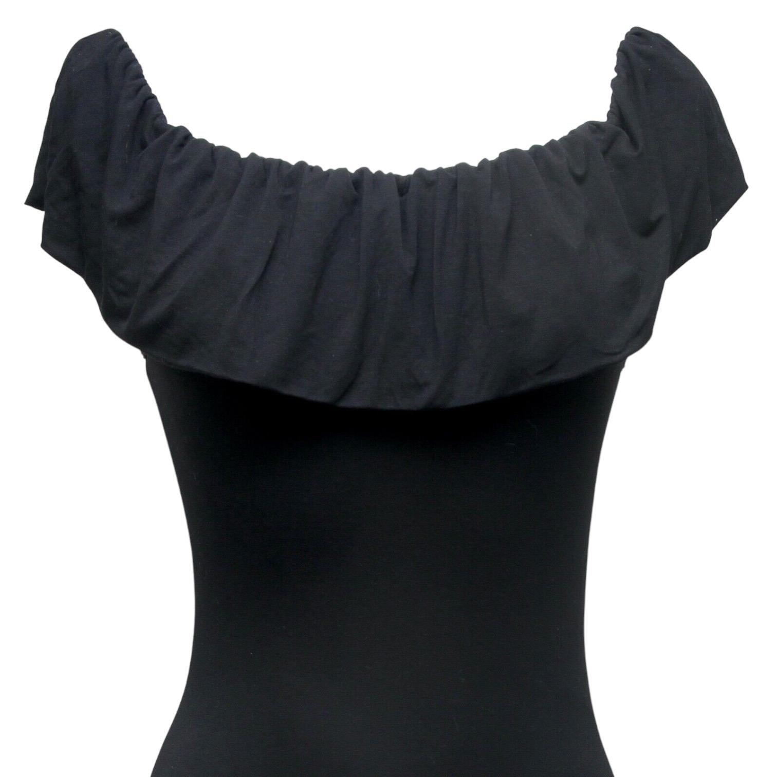 MAJE Top Bodysuit Blouse BLACK Ruffles Scoop Neck Sleeveless Sz 2 NWT For Sale 1
