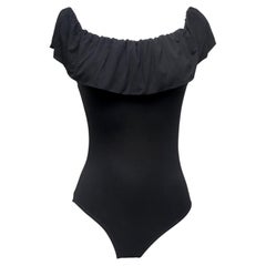 MAJE Top Bodysuit Blouse BLACK Ruffles Scoop Neck Sleeveless Sz 2 NWT